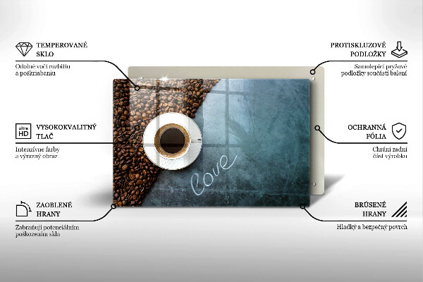 Skärbräda glas modern Kaffebönor och en kopp