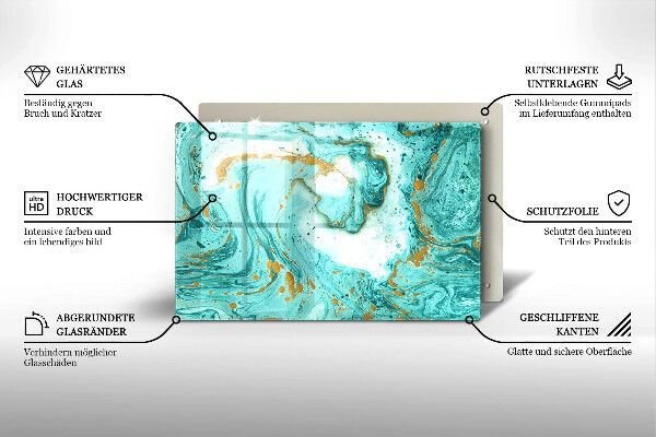 Skärbräda glas modern Blå abstraktion