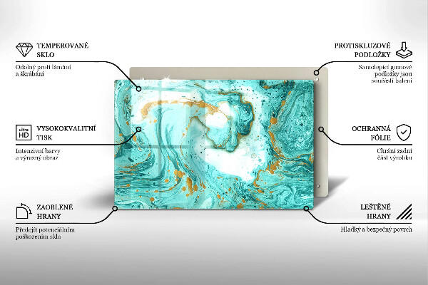 Skärbräda glas modern Blå abstraktion