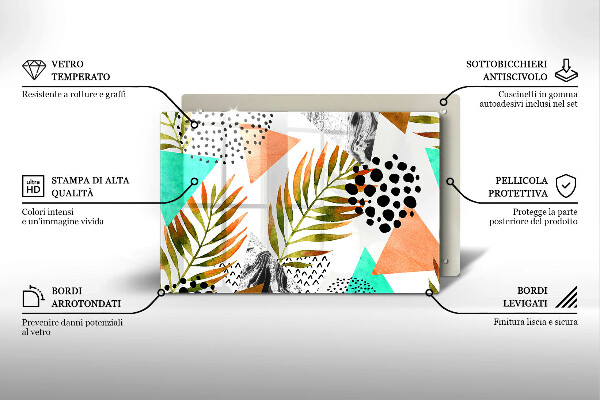 Skärbräda glas modern Boho lövmönster