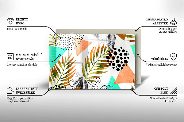 Skärbräda glas modern Boho lövmönster