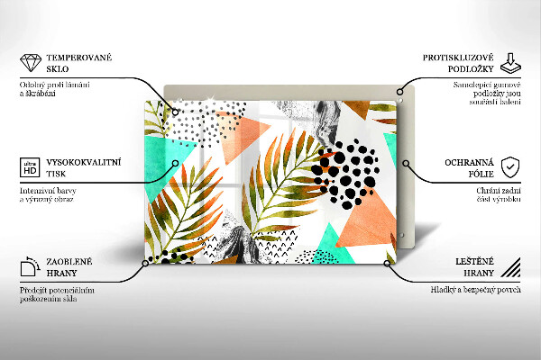 Skärbräda glas modern Boho lövmönster