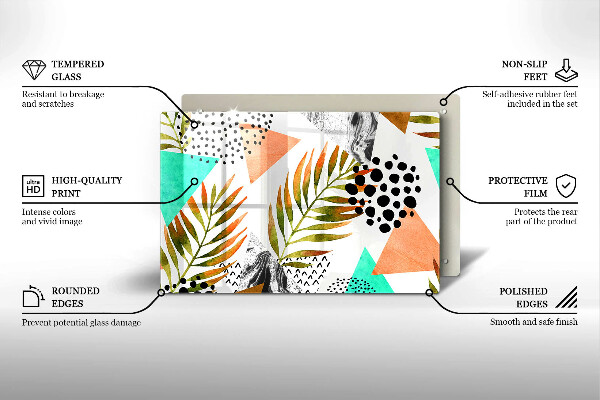 Skärbräda glas modern Boho lövmönster