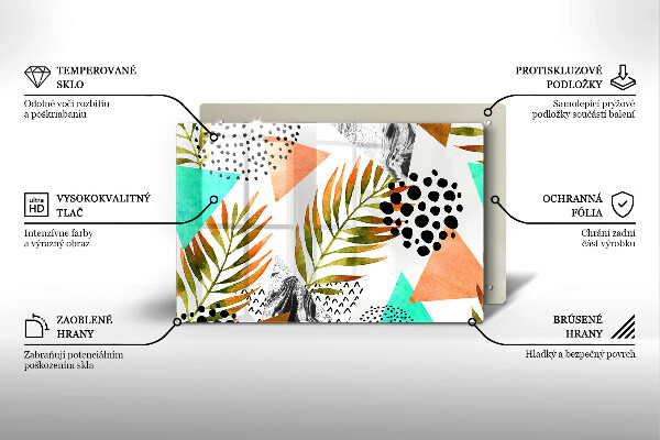 Skärbräda glas modern Boho lövmönster