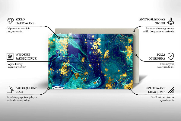 Skärbräda glas modern Abstraktion med guld