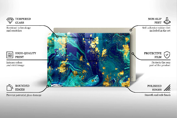 Skärbräda glas modern Abstraktion med guld