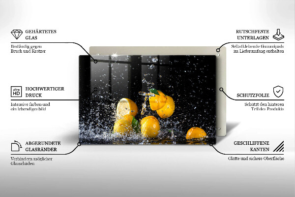 Skärbräda glas modern Saftig citronfrukt