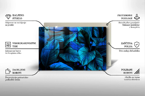 Skärbräda glas modern Lämnar djungelvegetation