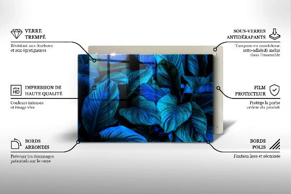 Skärbräda glas modern Lämnar djungelvegetation