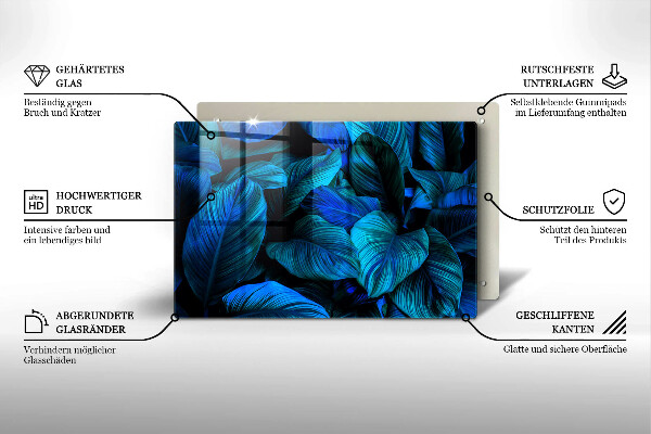 Skärbräda glas modern Lämnar djungelvegetation