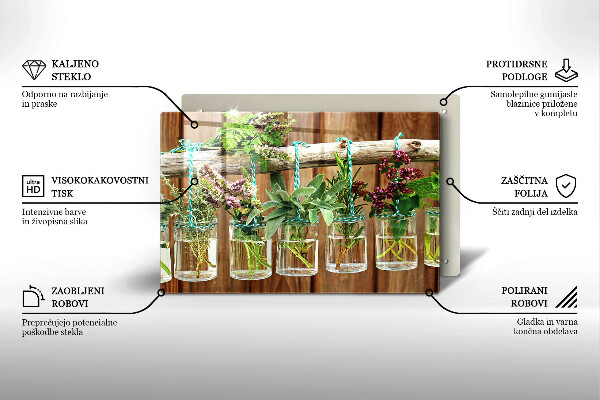 Skärbräda glas modern Örter växter vintage