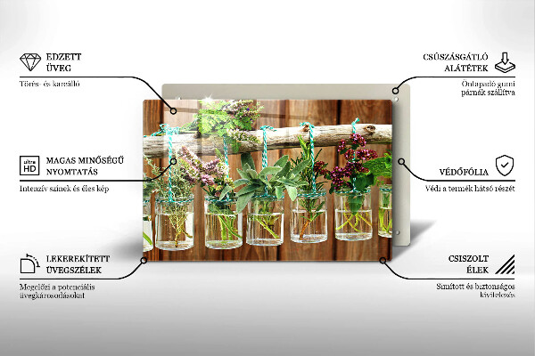 Skärbräda glas modern Örter växter vintage