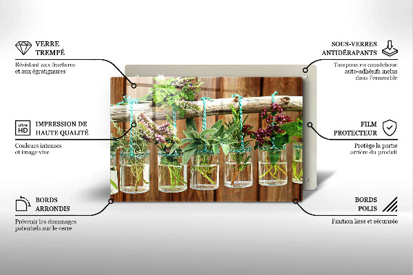 Skärbräda glas modern Örter växter vintage