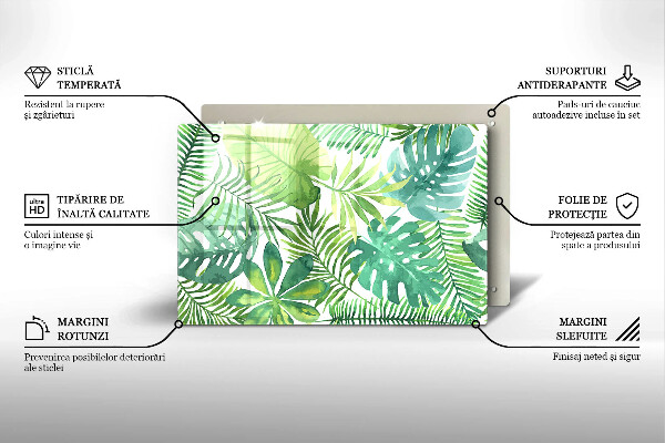 Skärbräda glas modern Akvarell boho blad