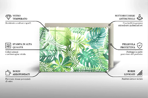 Skärbräda glas modern Akvarell boho blad