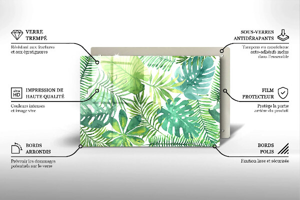 Skärbräda glas modern Akvarell boho blad