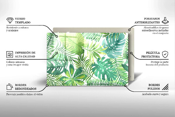 Skärbräda glas modern Akvarell boho blad