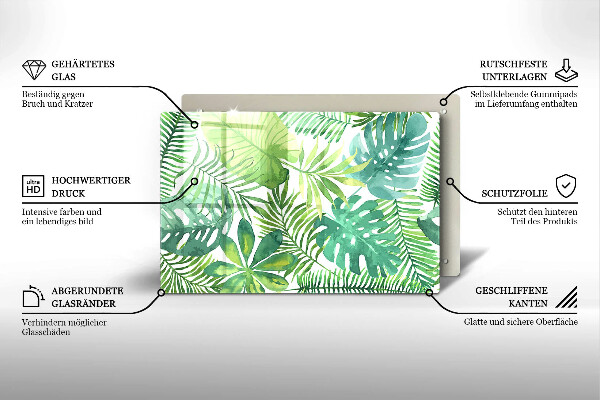 Skärbräda glas modern Akvarell boho blad