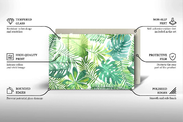 Skärbräda glas modern Akvarell boho blad