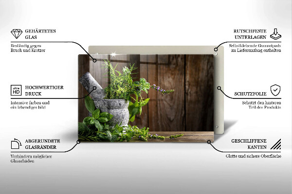 Skärbräda glas modern Växter Örter och Trä