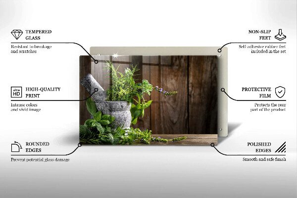 Skärbräda glas modern Växter Örter och Trä