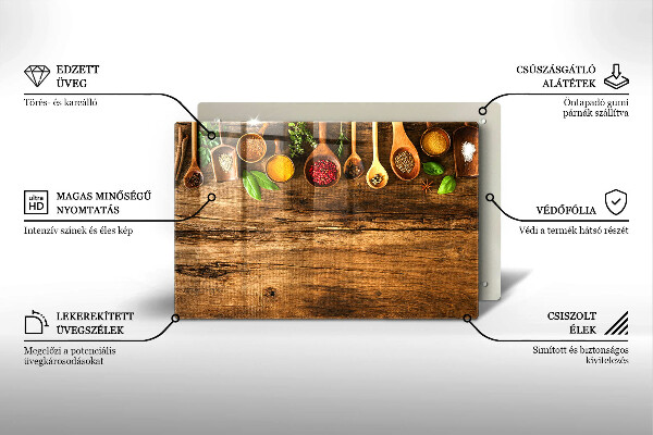 Skärbräda glas modern Kryddskedar av trä