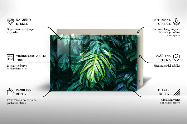 Skärbräda glas modern Vilda Monstera blad