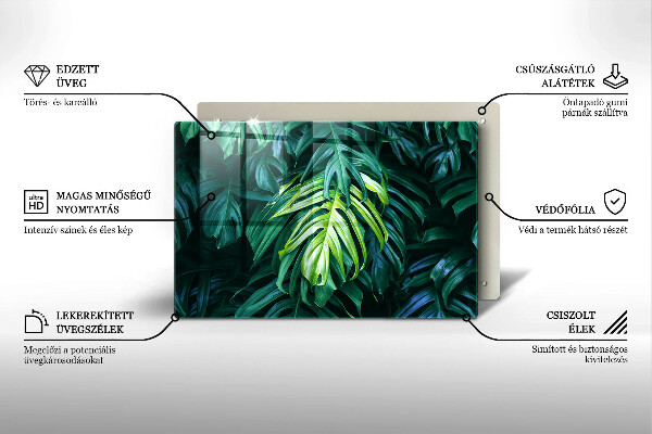 Skärbräda glas modern Vilda Monstera blad