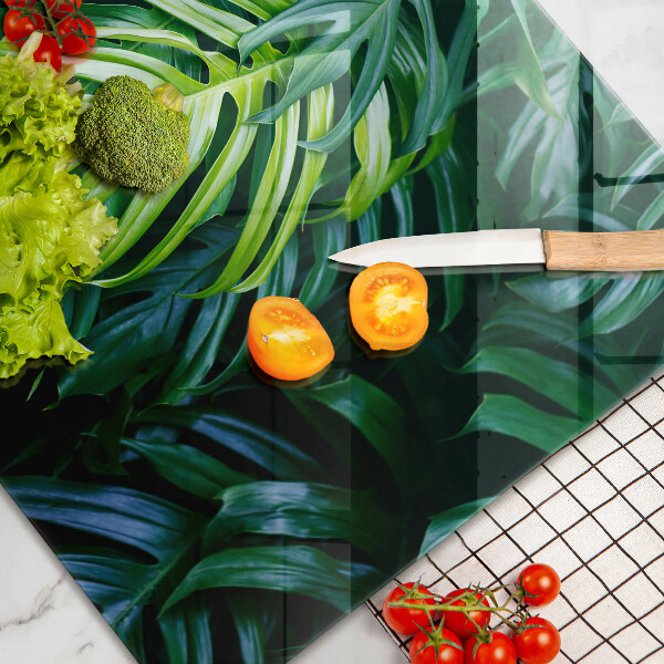 Skärbräda glas modern Vilda Monstera blad