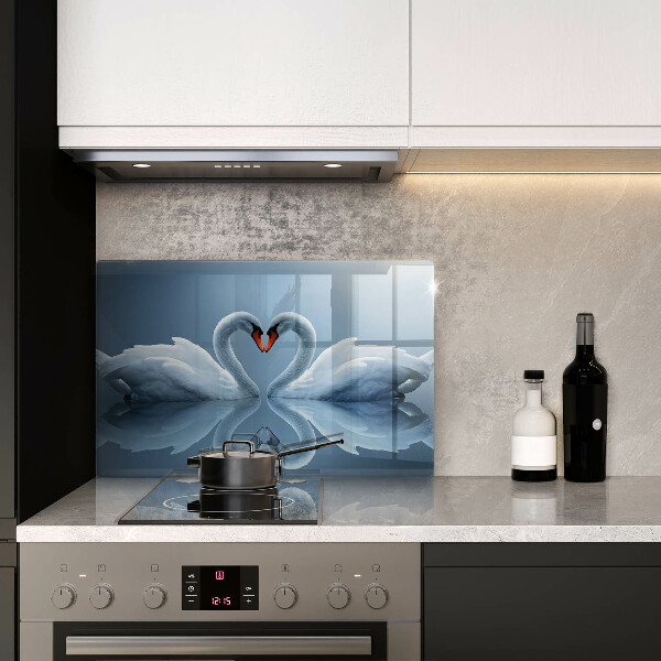 Skärbräda glas modern Två svanar hjärta