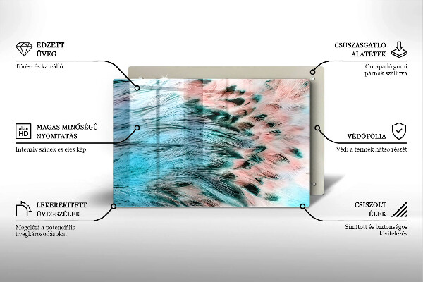 Skärbräda glas modern Boho fågelfjädrar