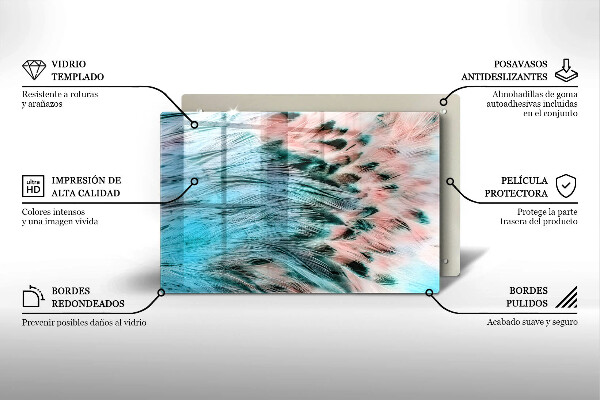 Skärbräda glas modern Boho fågelfjädrar