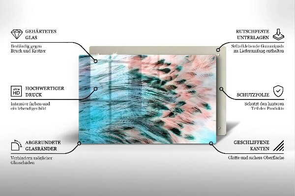 Skärbräda glas modern Boho fågelfjädrar