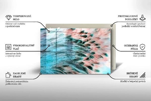 Skärbräda glas modern Boho fågelfjädrar