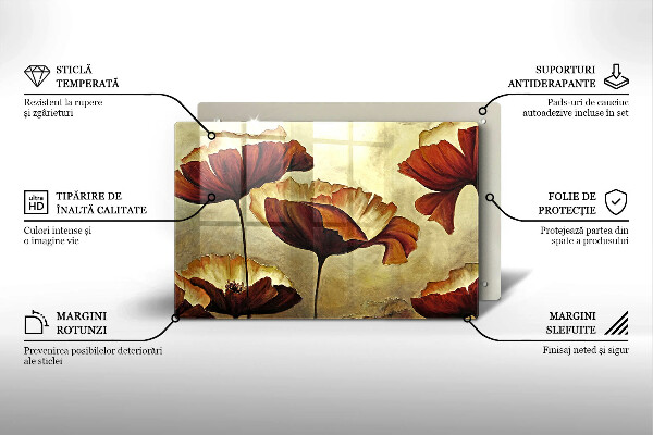 Skärbräda glas modern Målade bohoblommor