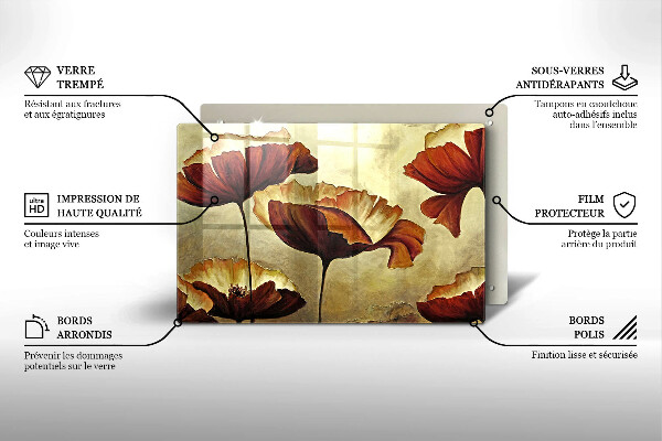 Skärbräda glas modern Målade bohoblommor