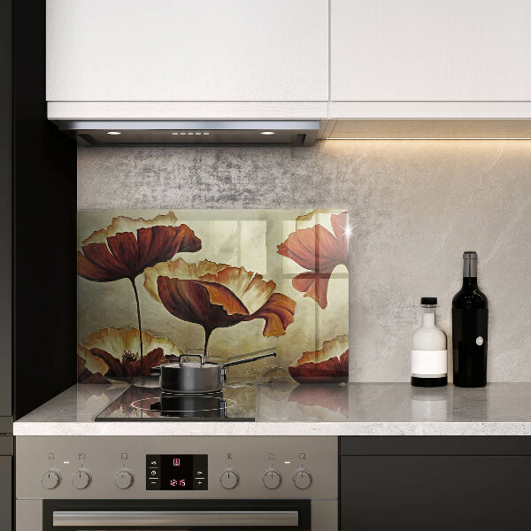 Skärbräda glas modern Målade bohoblommor