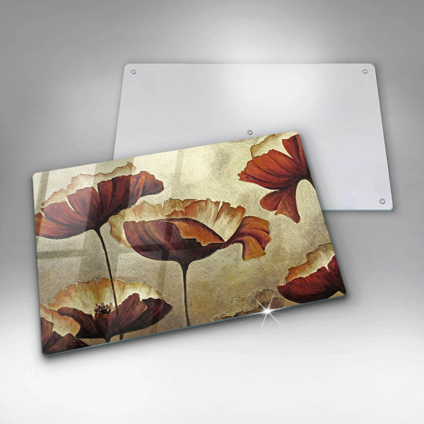 Skärbräda glas modern Målade bohoblommor