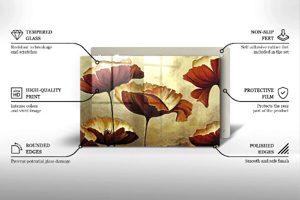 Skärbräda glas modern Målade bohoblommor