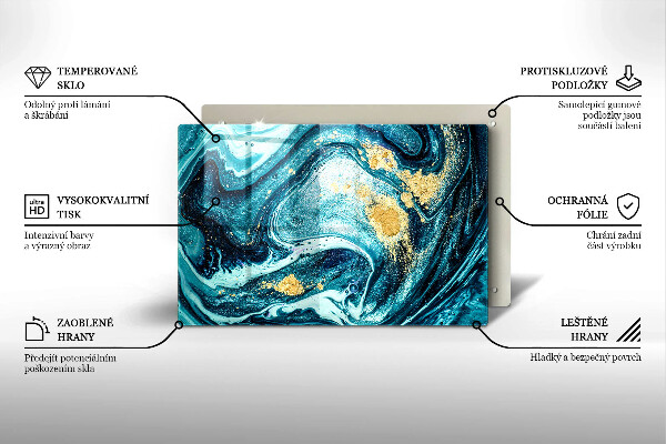 Skärbräda glas modern Blått abstrakt guld