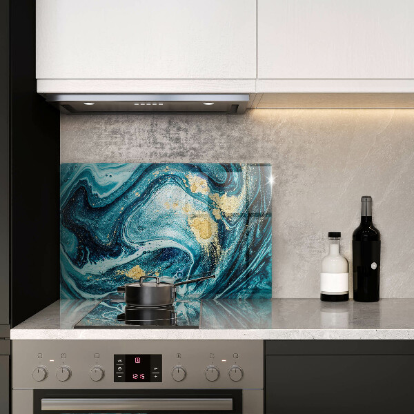 Skärbräda glas modern Blått abstrakt guld