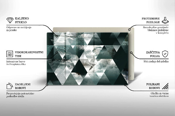 Skärbräda glas modern Trianglar och vatten
