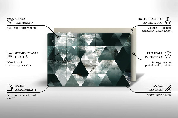 Skärbräda glas modern Trianglar och vatten