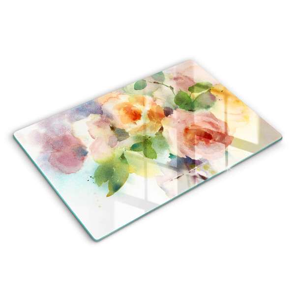 Skärbräda glas modern Målade blommor