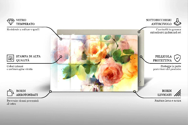 Skärbräda glas modern Målade blommor