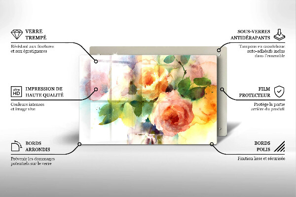 Skärbräda glas modern Målade blommor