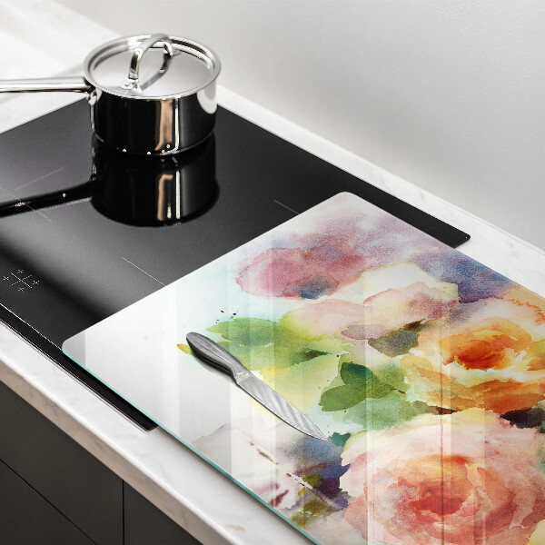 Skärbräda glas modern Målade blommor