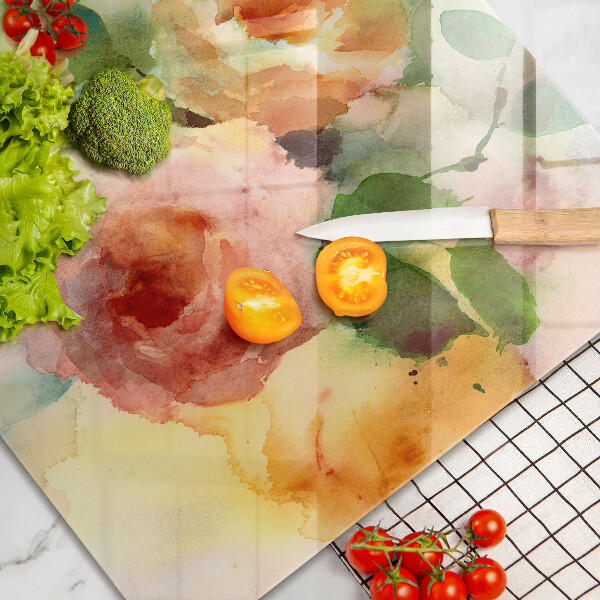 Skärbräda glas modern Målade blommor