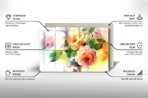 Skärbräda glas modern Målade blommor