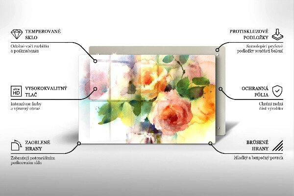 Skärbräda glas modern Målade blommor